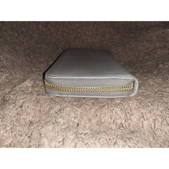 FOSSIL-HEIDI-Wallet Clutch-Gray Pebbled Leather Zip Around-Near Mint - Picture 4 of 7